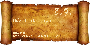 Bálint Frida névjegykártya
